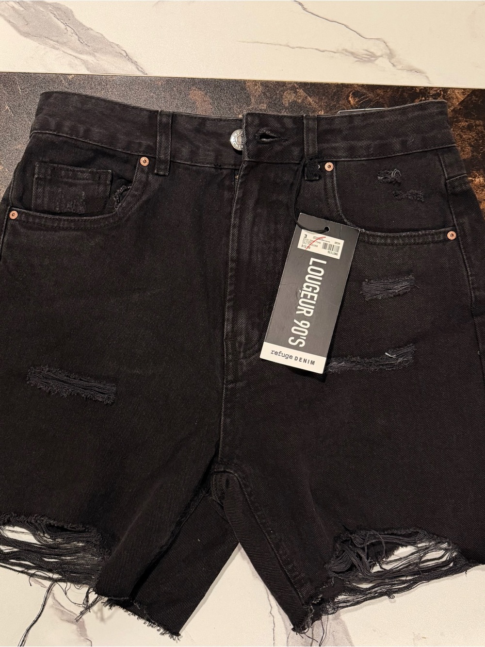 Loueur 90s Black Distressed Men’s Shorts